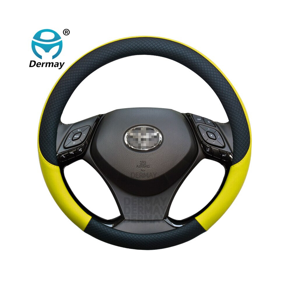 (Yellow) Leather Sport Car Steering Wheel Cover For Toyota Chr C-Hr Auto Accessories Yellow 8210516687042