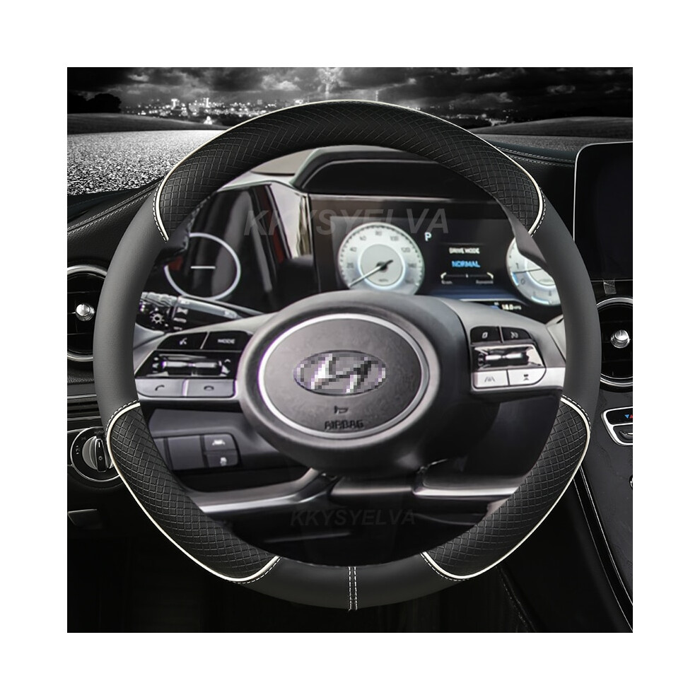 (WHITE  O SHAPE) PU Leather Car Steering Wheel Cover For Hyundai Tucson 2021 2022 NX4 Elantra