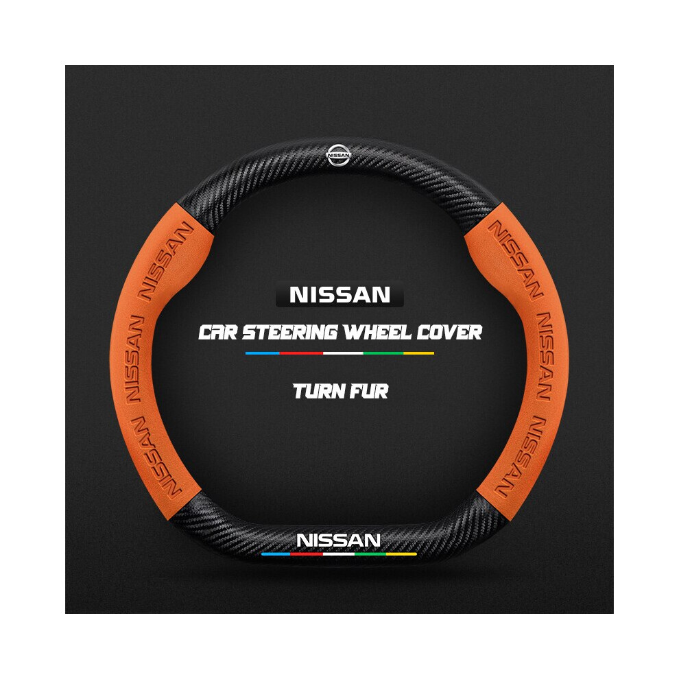 (D ) Carbon Fiber Auto Steering Wheel Cover For Nissan Qashqai J11 J10 Leaf Orange 8210516687820