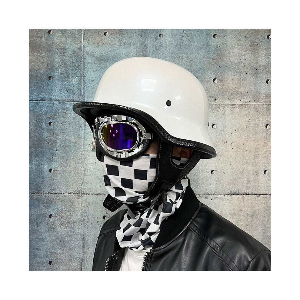 (L, 19) Motorcycle DOT German Style Half Helmet + Goggles for H-arley Biker Pilot-image-OPC-PDPXTVX-NEW