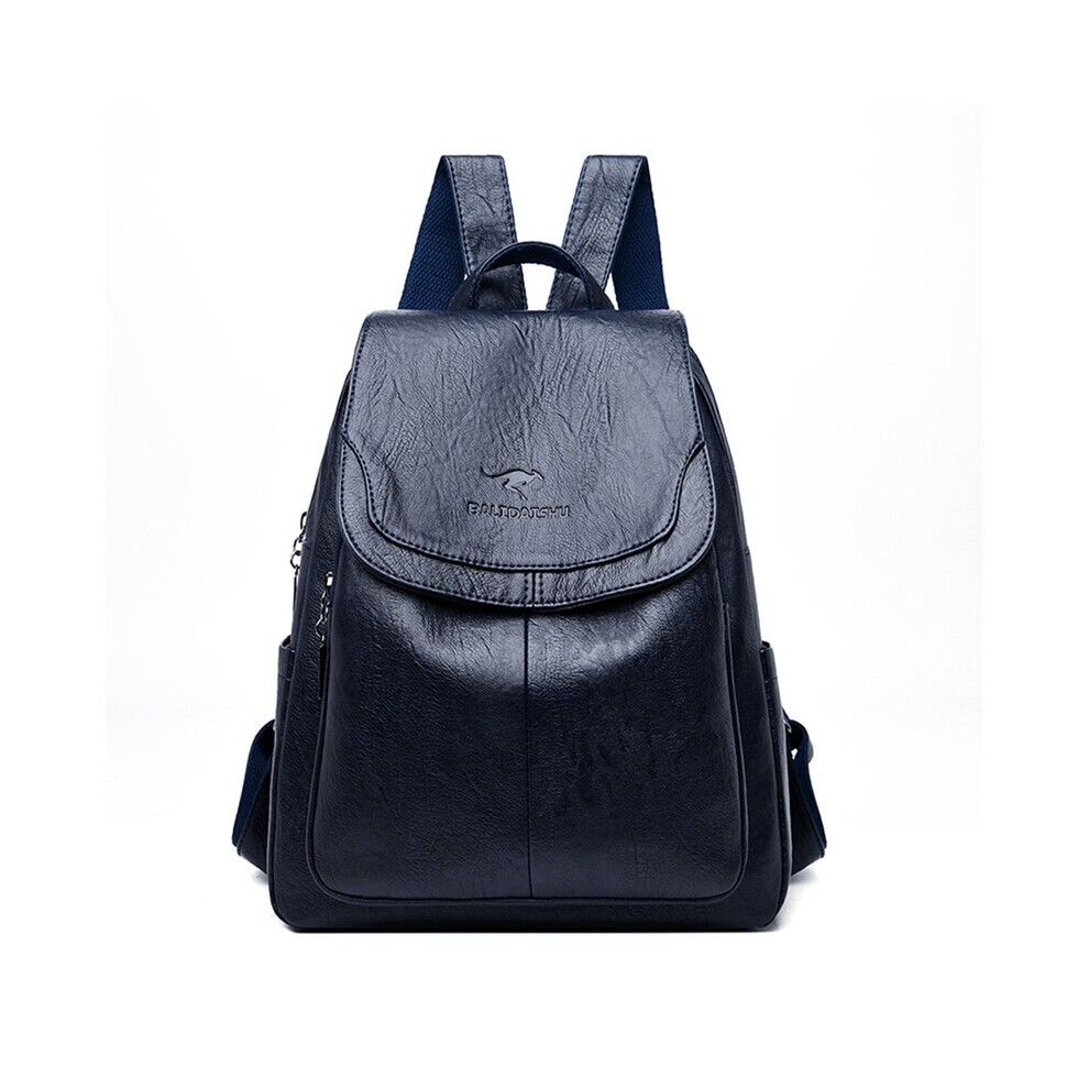 (Dark blue) Genuine Women Leather Backpack Fashion Female Shoulder Bag Sac a Dos Ladies