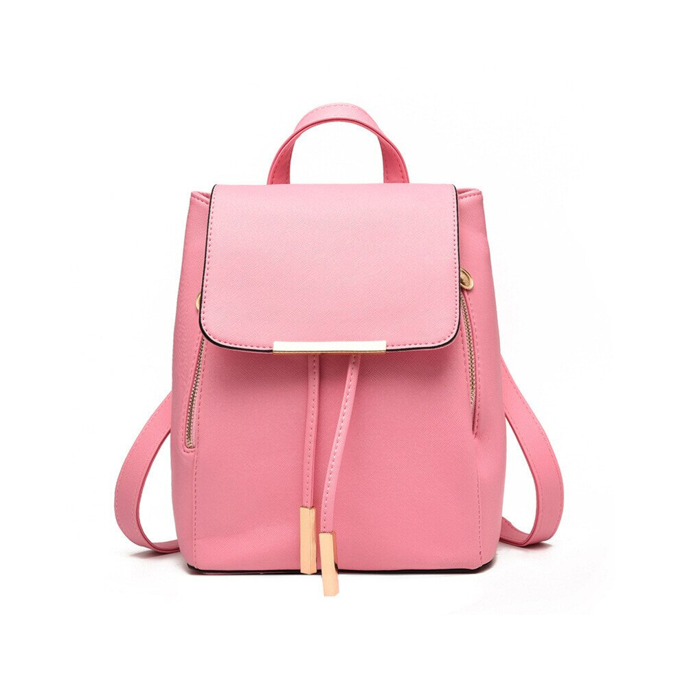 (24x16x30 cm, Pink) Women Backpack PU Female backpacks Leather School Bags Large Capacity