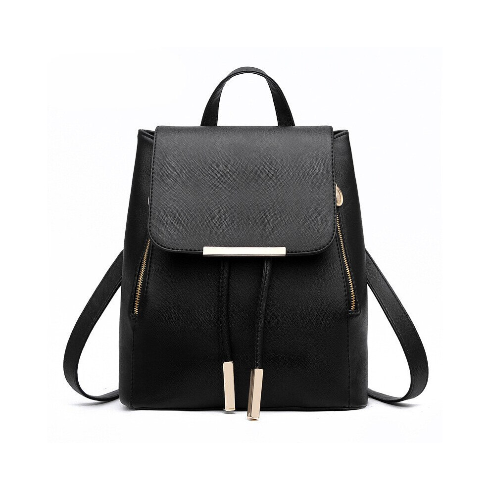 (24x16x30 cm, Black) Women Backpack PU Female backpacks Leather School Bags Large Capacity-image-OPC-PDPXW6N-NEW