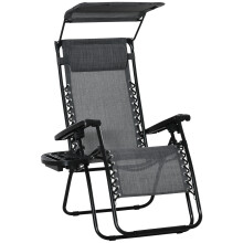 Outsunny Zero Gravity Chair Adjustable Patio Lounge w/ Cup Holder Dark Grey