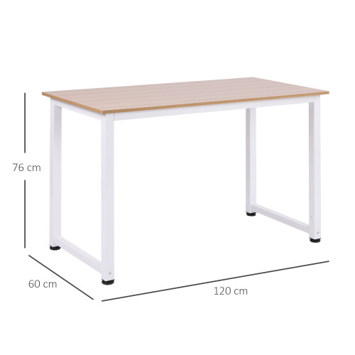 Homcom HOMCOM Computer Desk Dining Table Writing Table with Metal Frame, White 1