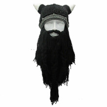 Wikinger Beanie Bart Ski Cap Mit Hrnern Winter Warme Garn Hut Halloween Cosplay