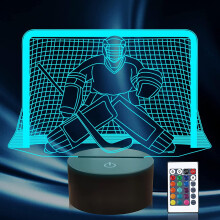 Shxx Ice Hockey Night Light, Hockey Goalie 3d Lamp 16 Color Changing With Remote Control And Timer, Mens Ice Hockey Decor Xq-3d5-507