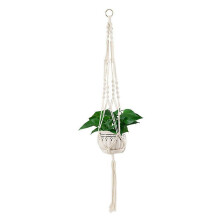 (White) Flowerpot Net Bag Rope Plant Flower Pot Holder Home Garden Hanging Macrame