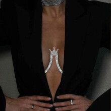 Chest Chain Rhinestone Bra Body Chain Sparkly Bikini Bra Chest Chains Silver Chest Bracket Chain Bra Party Body Jewelry Accessories For Women