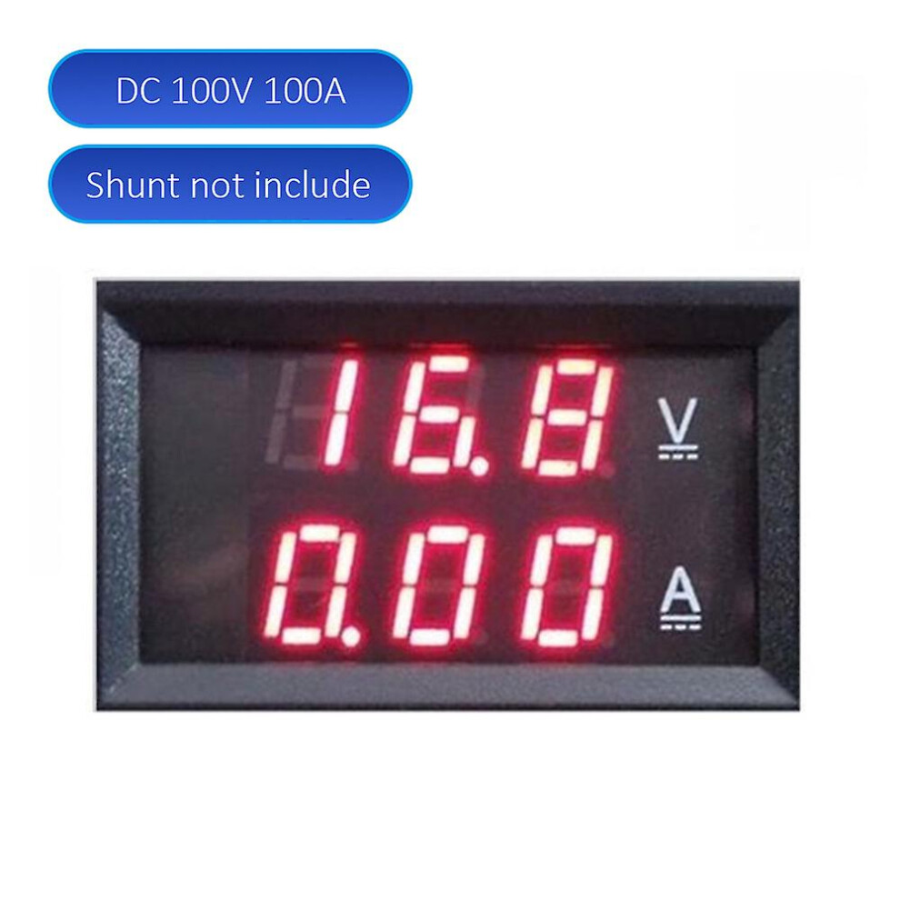 ( 100A) Dc 100V 1A 10A 50A 100A Voltmeter Ammeter Led Amp Dual Digital Volt Meter Gauge Car Motocycle Voltage Current Meter Red/Blue 9152243408998