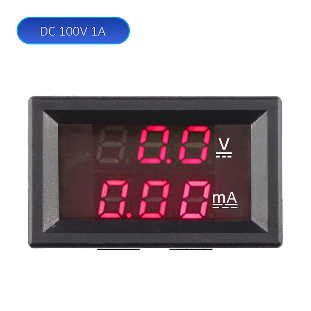 ( 1A) Dc 100V 1A 10A 50A 100A Voltmeter Ammeter Led Amp Dual Digital Volt Meter Gauge Car Motocycle Voltage Current Meter Red/Blue 9152243409025