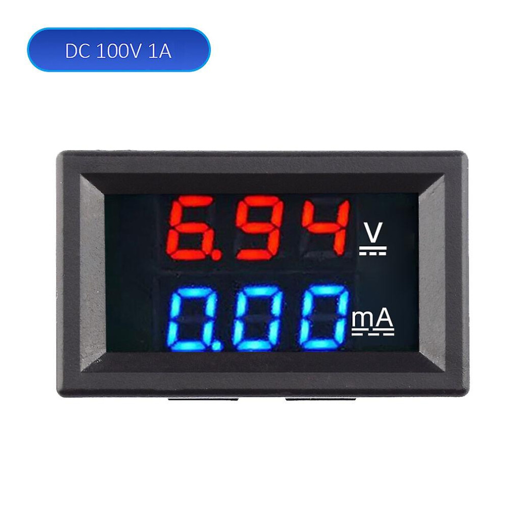(Red Blue 1A) Dc 100v 1a 10a 50a 100a Voltmeter Ammeter Blue   Red Led Amp Dual Digital Volt Meter Gauge Car Motocycle Voltage Current Meter-image-OPC-PDPZQS8-NEW