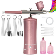 moresk-Airbrush-Kit Rechargeable Cordless Airbrush Compressor - Auto Handheld Airbrush , Airbrush Set (Pink)