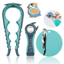 4pcs Jar Opener For Weak Hands Light Blue Fashion Design Bottle Opener For Seniors With Arthritis Tool
