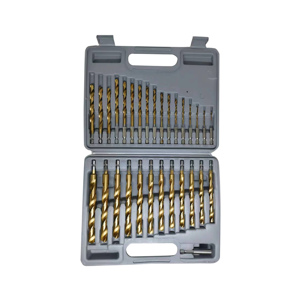 moresk-30 Pcs Titanium Impact Drill Bit Set, Hex HSS Twist Drill Bits with Storage for Steel, Copper, Aluminum,Zinc Alloy