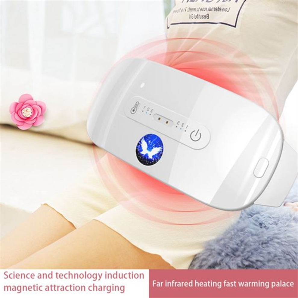 Tauoh White Moresk-Electric Menstrual Heating Pad Smart Warm Palace Belt Relief Waist Pain Cramps Vibrating Abdominal Massager(White)