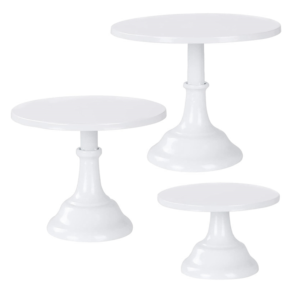 moresk-3Pcs Cake Stand, Cake Stand , Tall Cake Stands for Dessert Table, Perfect Display for Wedding Graduation Party,White