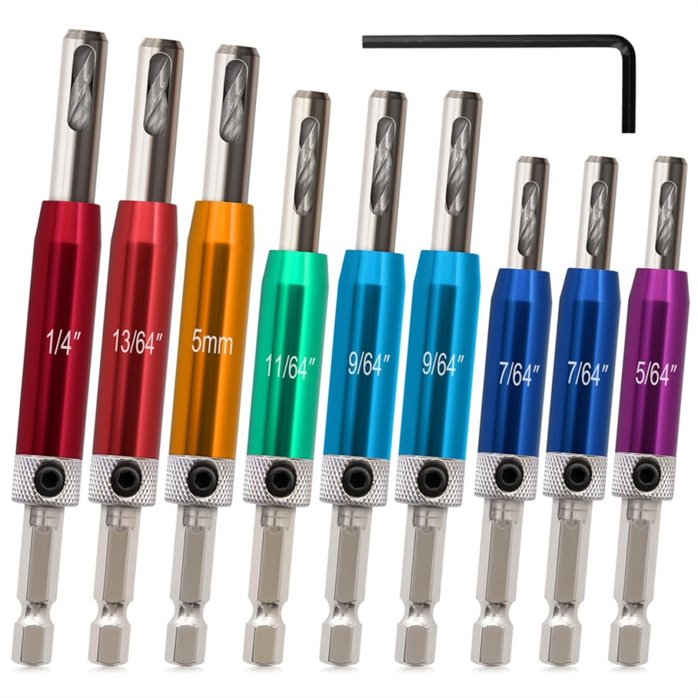 Moresk-Self Centering Drill Bit Set 1/4Inch Hex Shank Bit, 5/64In To 1/4In Center Drill Bit Set Custom Hinge Drill Bit Set 4853736323860