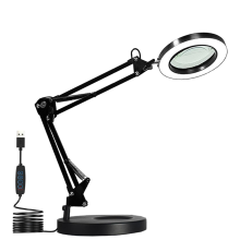 moresk-Magnifying Glass with Light and Stand, 10X Magnifying Lamp, 2-In-1 Magnifying Desk Lamp with Clamp, 3 Color Mode