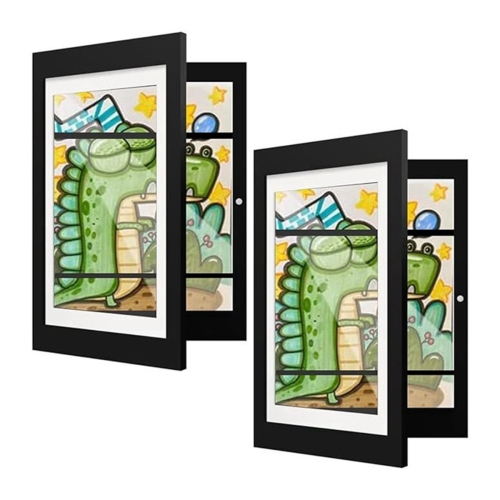 moresk-Kids Art Frames, 2 Pack Kids Artwork Frames Changeable, Artwork Display Storage A4 Picture Frames Front-Opening, Frames 1