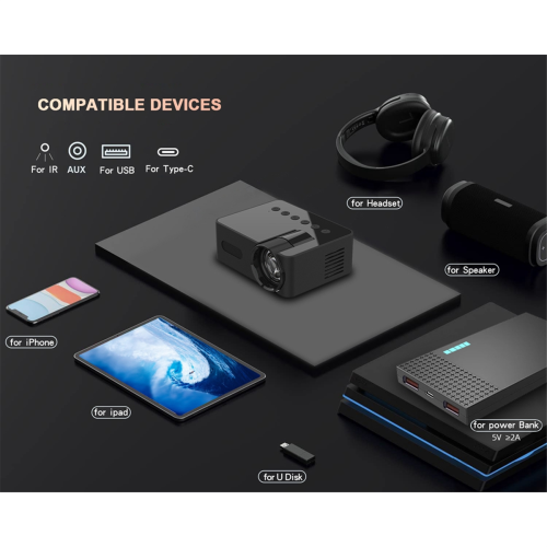 moresk-YT100 Mini Home Projector Projector Portable Mini Home Theater Wireless Cell Phone Multi-Function Projector 2