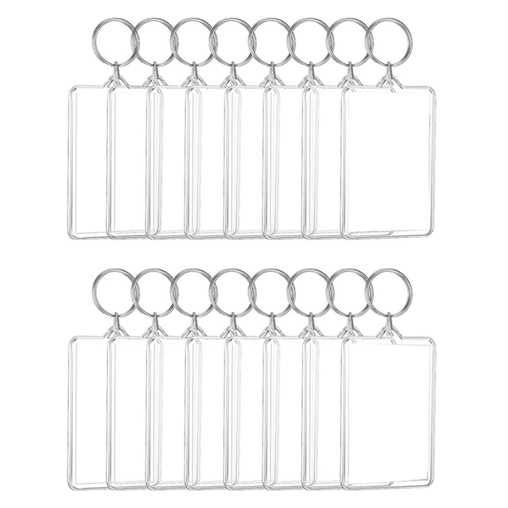 moresk-16PCS Acrylic Photo Frames Keychain Holder Photo Insert Blank Keyring For DIY Craft 2.2 x 3 Inch