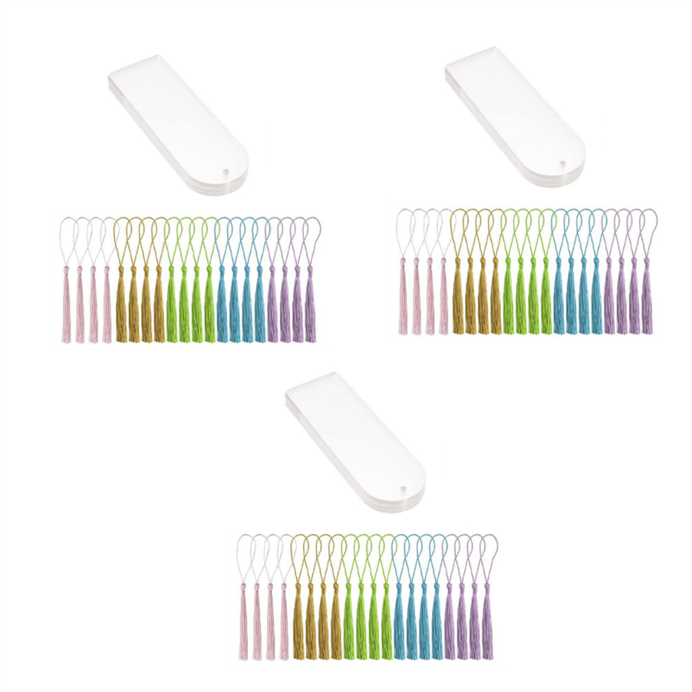 Photos - Other Office Equipment moresk-Blank Clear Acrylic Bookmarks 60Pcs Rectangle Craft Transparent Acrylic Book Markers with 60Pcs Small Bookmark Tassel