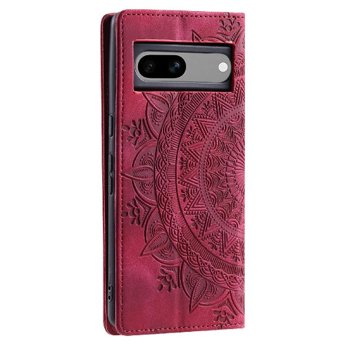 (Red) Case For Google Pixel 8A PU Leather Full Protection Side Buckle Shockproof Flip Cover Card Insertion
