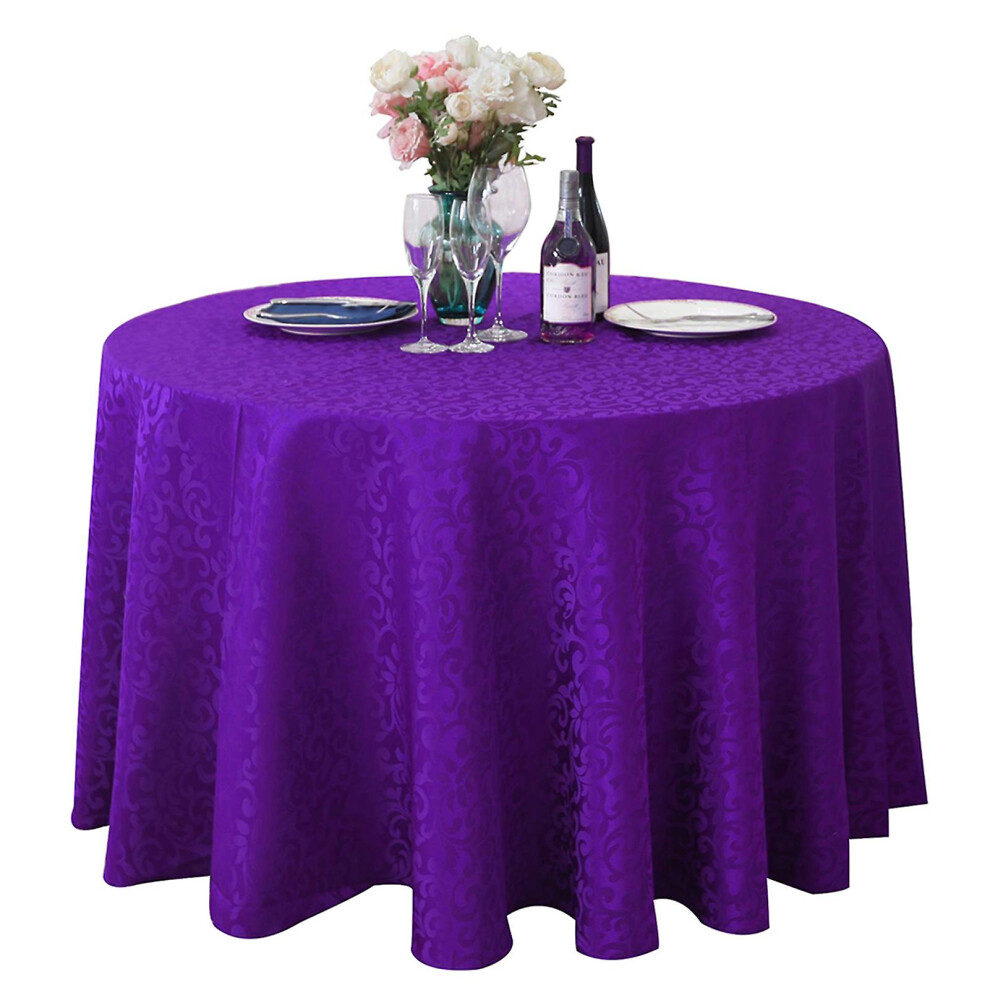 (Purple) Tablecloth Tear Resistant No Fading Polyester Washable Round Tablecloth For Kitchen