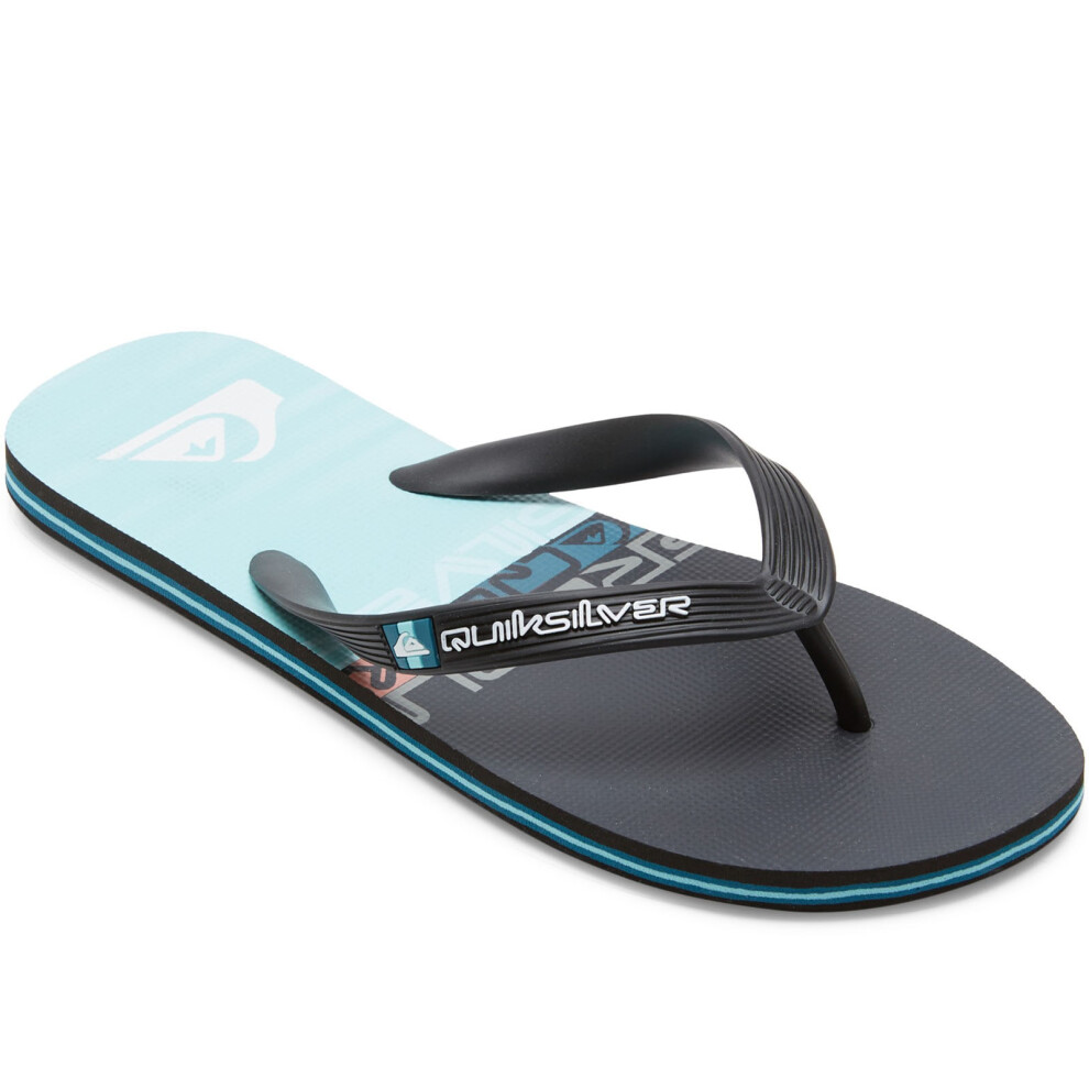 (7, Black/Blue/Black) Quiksilver Mens Molokia Stripe Summer Beach Pool Sandals Flip Flops