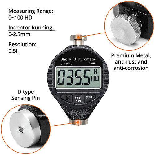 0-100hd Shore D Hardness Durometer Digital Durometer Scale With Large Lcd Display For Rubber, Plast 1