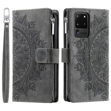 (Gray ) Case For Samsung Galaxy S20 Ultra High Quality Clipless 2-in-1 Bottom Shell Carbon Fibre PU Spliced With Fine Grain PU Aluminium Metal Logo Lining