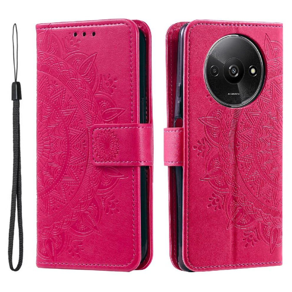 Photos - Case   For Xiaomi Redmi A3 Microfibre Lining Inside With Red Vertical Stripes High Quality Clipless 2-in-1 Bottom Shell(Red)
