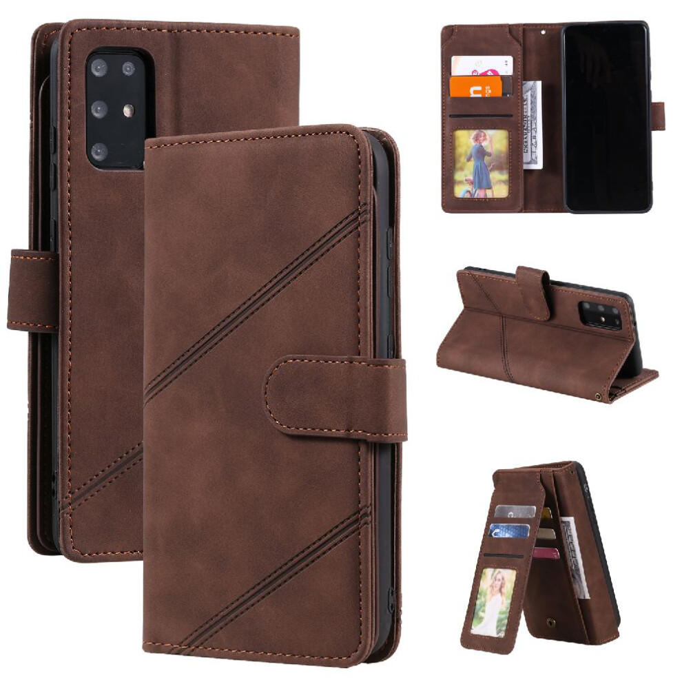 (Brown) Case For Samsung Galaxy S20 Plus Magnetic Wristband Pu Leather Wallet Flip Folio Card Holder Kickstand Brown 764762611040