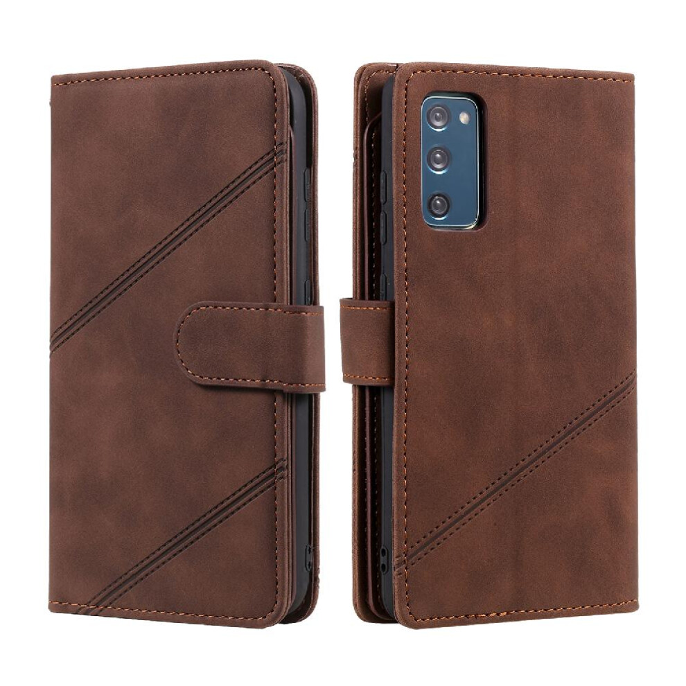 (Brown) Case For Samsung Galaxy S20 Fe Wallet Flip Folio Card Holder Kickstand Wristband Pu Leather Magnetic Brown 764762611095