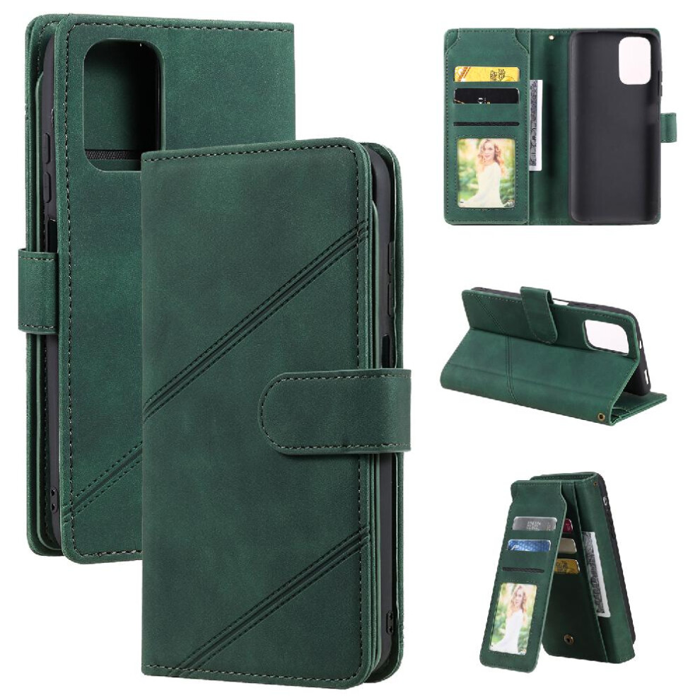 (Green) Case For Xiaomi Redmi Note 10 4G Magnetic Wallet Flip Folio Card Holder Kickstand Wristband Pu Leather Green 764762611286