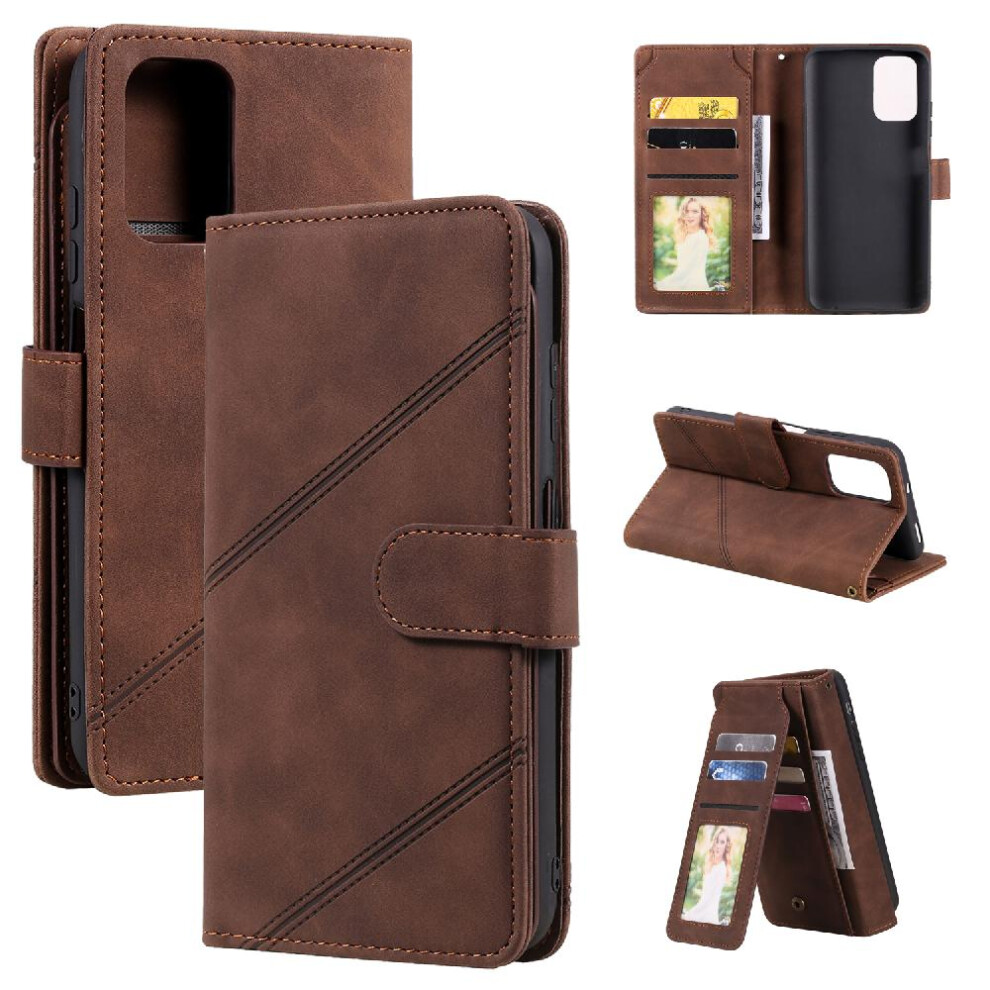 (Brown) Case For Xiaomi Redmi Note 10 4G Magnetic Wallet Flip Folio Card Holder Kickstand Wristband Pu Leather Brown 764762611293