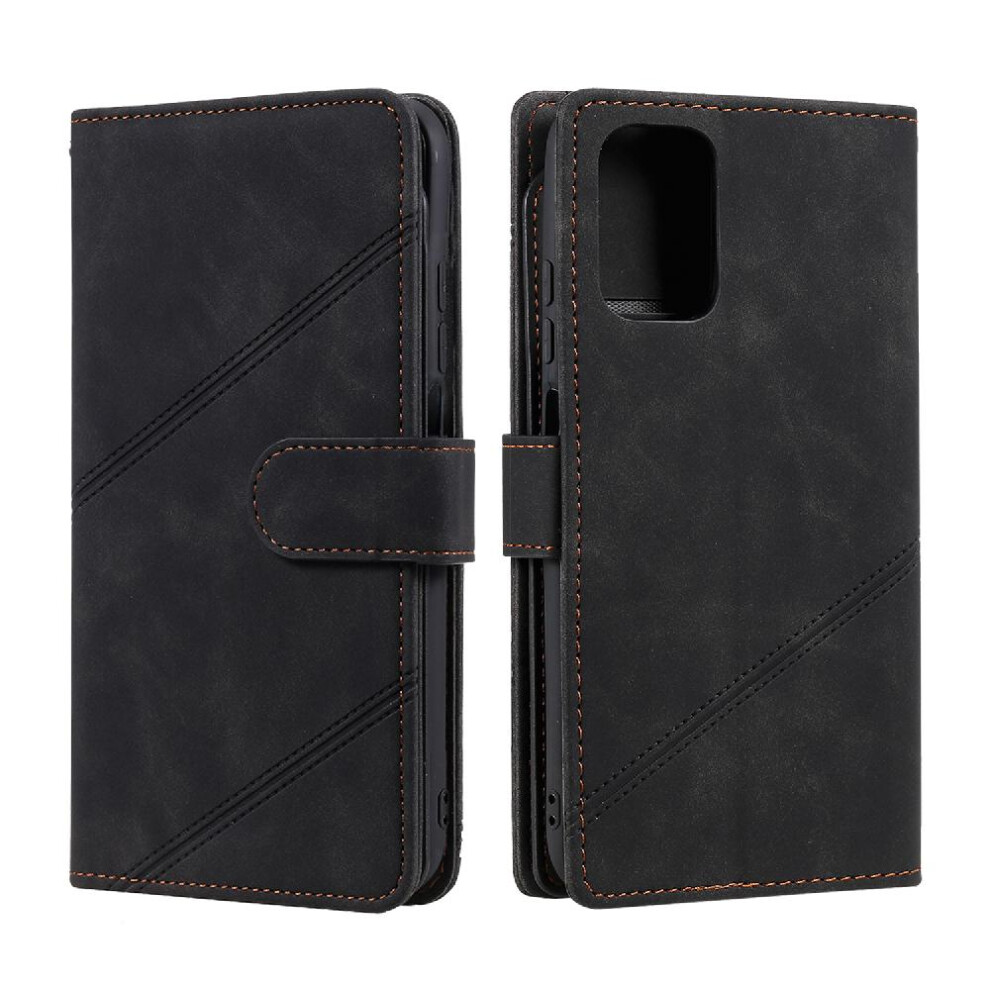 (Black) Case For Xiaomi Redmi Note 10 4G Magnetic Wallet Flip Folio Card Holder Kickstand Wristband Pu Leather Black 764762611255