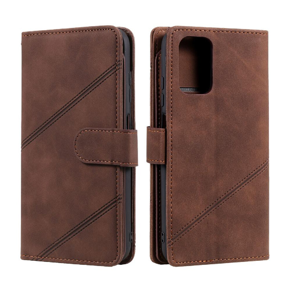 (Brown) Case For Xiaomi Redmi Note 10S Magnetic Card Holder Kickstand Wallet Flip Folio Wristband Pu Leather Brown 764762611347