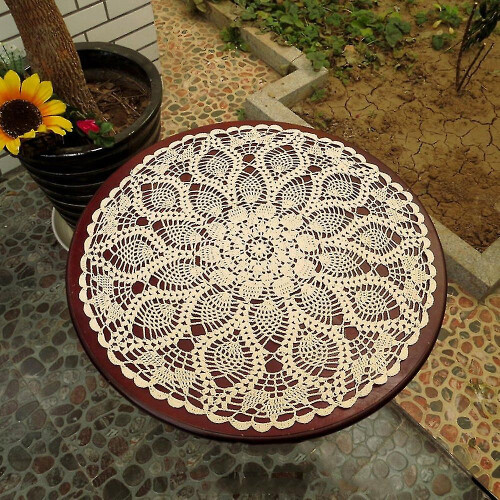 Handmade Crocheted Lace Round Tablecloth - Diameter 60 cm - Elegant Home Decor 2