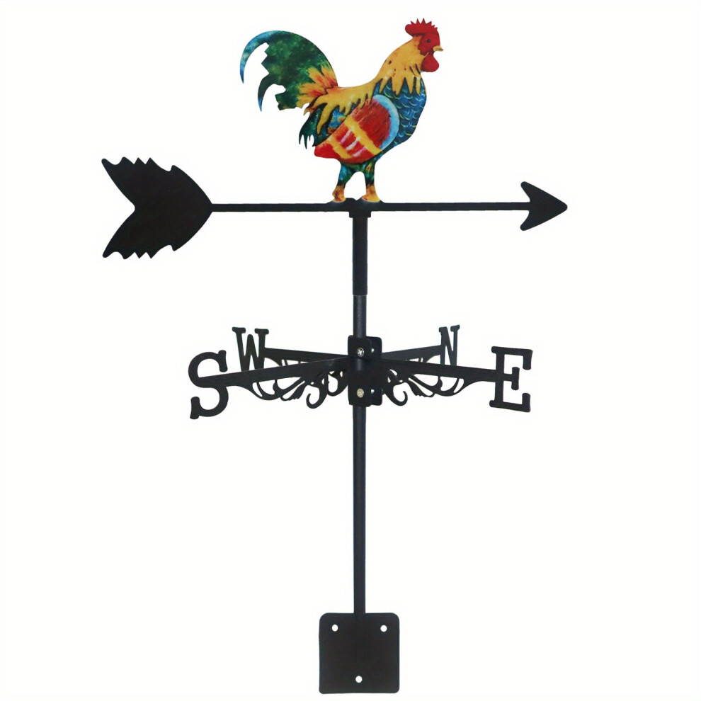 (Rooster Weathervane) Cast Iron Rooster Weather Vane for Garden, Patio, and Roof Decoration - Rust-Resistant Wind Vane for Accurate Weather Forecastin