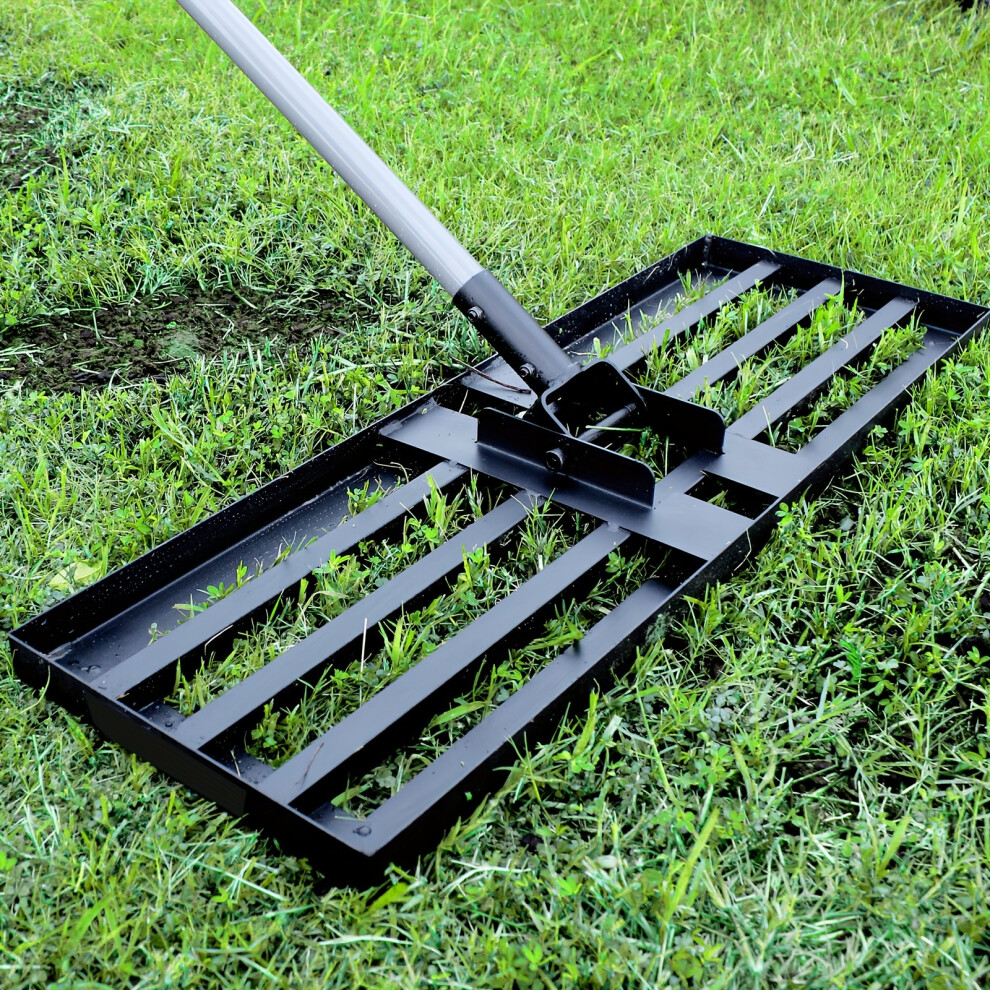 (114.3cm/45in Ã 25.4cm/10in, Stainless Steel) Heavy Duty Lawn Leveling Rake - 6.5ft Stainless Steel Handle Levelawn Tool