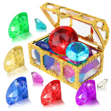 10 Big Colorful Diamonds Set With Treasure Pirate Box Summer Swimming Gem Diving Toys Set Gifts