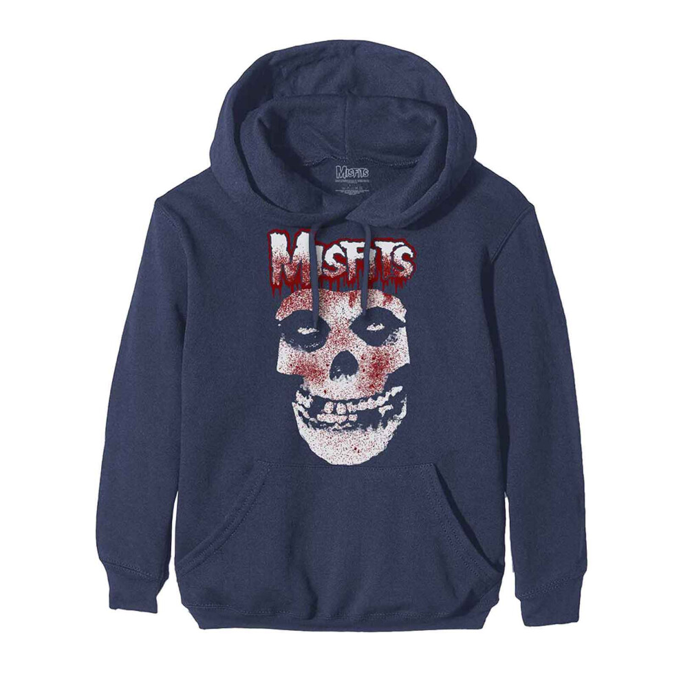 (X-Large, Blue) Misfits Blood Drip Skull Hoodie