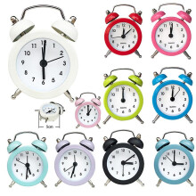 (Black) Alarm Clock Lilone Twin Bell Loud For Heavy Sleepers Bedroom Light Yellow Mini
