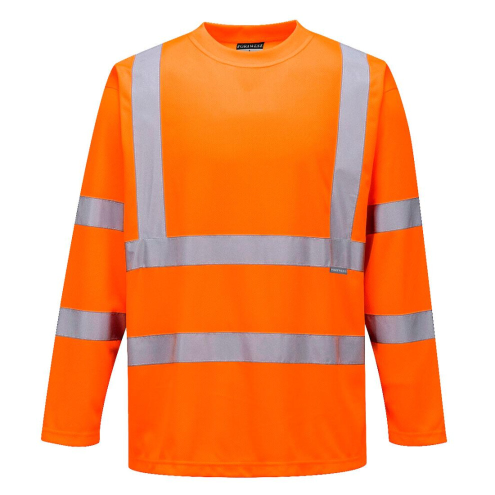 (S, Orange) Portwest Mens Hi-Vis Long-Sleeved Safety T-Shirt