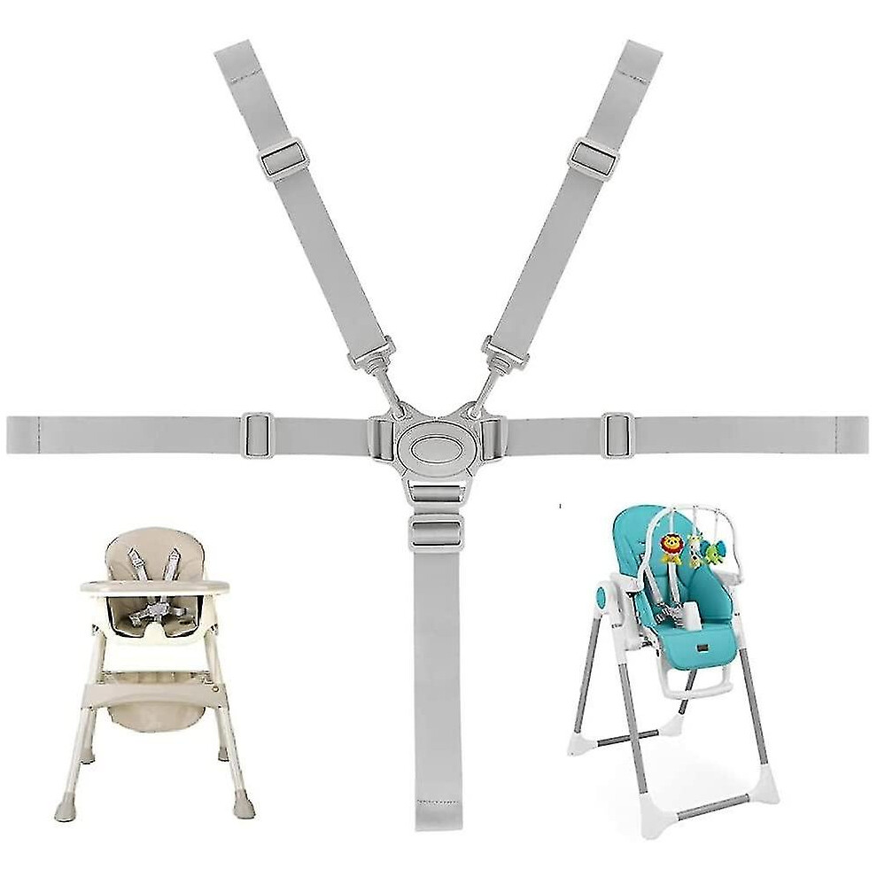 Universal High Chair Harness Adjustable Child Strap With Safety Belt Attachment 5-point (grey)