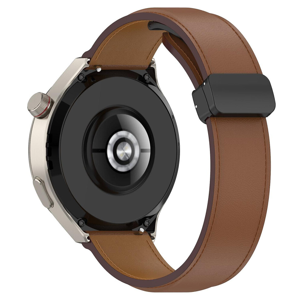 (Brown) 22mm Folding Buckle Wristband Leather Watch Strap For Huawei Watch Buds/Watch 4 Pro/Watch 3 Pro-image-OPC-PDQ5D6F-NEW