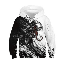 (black white, 11*12years) Kids Boy Girl 3d Venom Print Hooded Hoodie Pullover Sweatshirts Jumper Top Xmas Gift-1-3