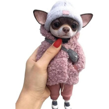 Handmade Doll Resin Standing Puppy Plush Toy Figure Chihuahua Sharpei Dog,cute Fashionable Animal Clay Doll Home Decoration (a)